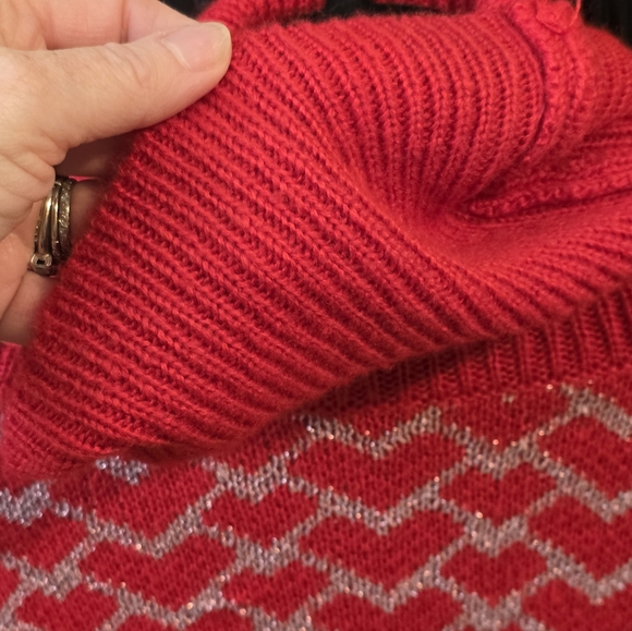 Anthropologie Red Hearts Turtleneck Sweater - Picture 14 of 16